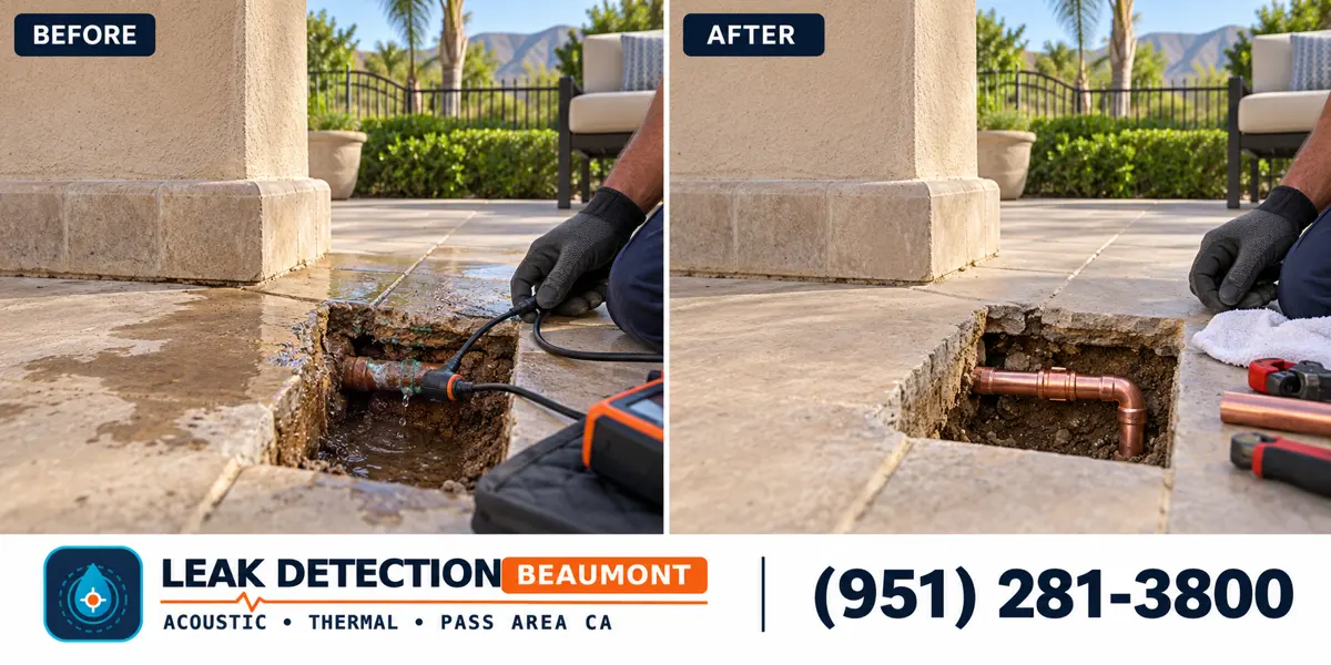 Four Seasons, Beaumont: same scene before detection and after targeted repair.