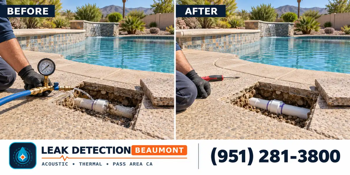 Sun Lakes, Banning: same scene before detection and after targeted repair.