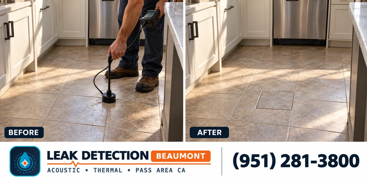 Water Leak Detection: same scene before detection and after targeted repair.